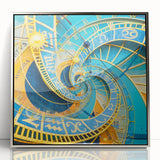 Large framed acrylic print of Prague scenery in muted earth tones, ideal for modern art wall decor.