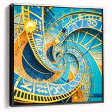 Framed canvas featuring a black and white vintage poster art of Prague landscape, ideal for bedroom wall decor.