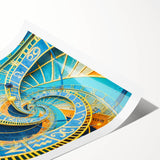 Extra large wall art featuring line art flowers over a Prague cityscape, in muted earth tones on rolled canvas.