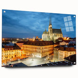 Acrylic print of a scenic Czech Republic landscape in soft earth tones, ideal for dining room decor.