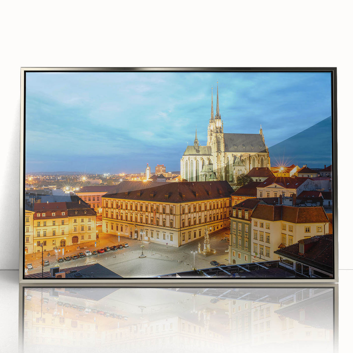 Framed acrylic print of a Czech Republic landscape in muted earth tones, ideal for modern art wall decor.