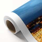 Art Deco style poster of a European cityscape in pastel colors on rolled canvas, ideal for nursery wall art.