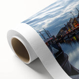 Art Deco poster of a European scenery in Denmark, featuring soft pastel tones on rolled canvas, ideal for nursery wall art.