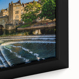 Black wall art featuring a textured portrayal of a European scenery in Bath, England.