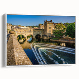 Vintage poster art of Bath, England, in colorful tones on extra large framed canvas, ideal for living room decor.