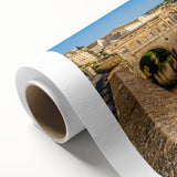 Art Deco poster of Bath, England, in muted earth tones on rolled canvas, ideal for nursery wall art or dining room.