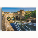 Black and white stretched canvas of Bath, England scenery, ideal for kitchen wall art or bedroom ambiance.