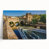 Black and white photograph of the Bath, England cityscape on large stretched canvas, ideal for kitchen wall art.