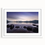 Textured art depicting abstract scenery of Cumbria, England in muted earth tones on a framed white mat.