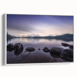 Vintage poster art of Cumbria landscape in vibrant colors on extra large framed canvas, ideal for living room decor.