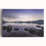 Black and white stretched canvas of Cumbria, England scenery, ideal for kitchen wall art or bedroom ambiance.