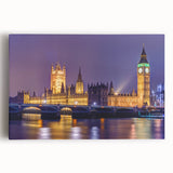 Black and white large art print of London skyline on stretched canvas, ideal for kitchen wall art or bedroom ambiance.