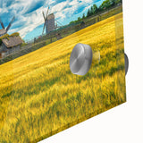 Large abstract wall art depicting a European Estonian scenery in muted earth tones on acrylic glass.