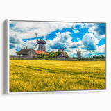Vintage poster art of a European scenery in Estonia, featuring colorful imagery on a large framed canvas.
