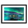Extra large abstract art print of a colorful Finnish landscape, textured appearance, in a black frame with mat.