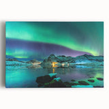 Black and white photograph of a serene Finnish landscape on stretched canvas, ideal for kitchen wall art.