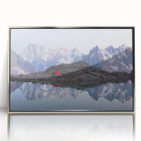 Large art print of French Alps scenery in muted earth tones, framed acrylic, ideal for modern art wall decor.