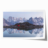 Rolled print of French Alps scenery in muted earth tones, ideal for art wall dining room or large bathroom decor.