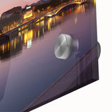 Mid-century modernist art of Lyon, featuring large abstract shapes in earthy tones on acrylic glass.