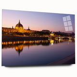 Large abstract wall art of Lyon, France in muted earth tones on acrylic glass, ideal for bedroom or dining room decor.