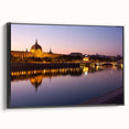 Black and white wall art featuring a vintage poster of the Lyon landscape on framed canvas, ideal for bedroom decor.