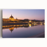 Black and white stretched canvas of Lyon cityscape, ideal for kitchen wall art or bedroom ambiance.