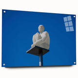 Acrylic print of a large abstract depiction of Nice, France in vibrant blue and pink tones.