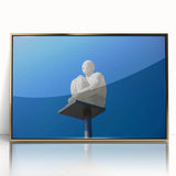 Art deco poster of Nice, France in muted gold and blue tones on framed acrylic, suitable for modern art wall decor.