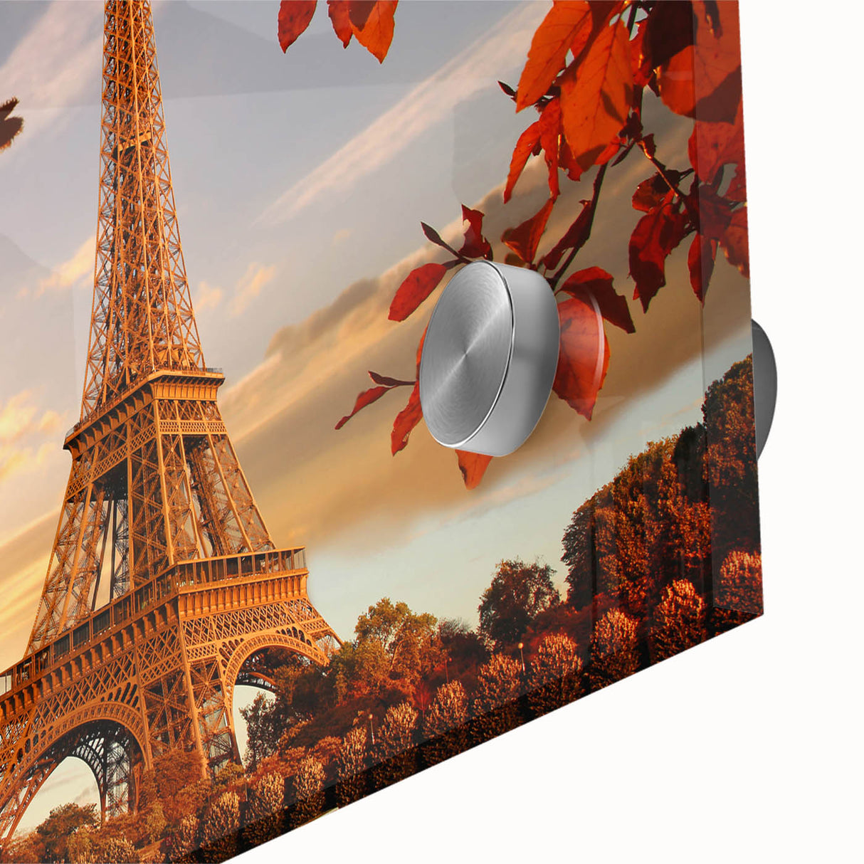 Large abstract depiction of Paris in muted gray tones on acrylic glass, suitable as dining room art.