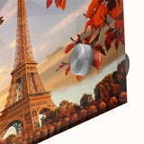 Large abstract depiction of Paris in muted gray tones on acrylic glass, suitable as dining room art.