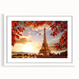 Textured art of abstract Paris scenery in muted tones on a framed white mat, suitable for bedroom decor.