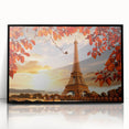 Large abstract wall art depicting a Parisian scene in black and white tones on a framed acrylic.
