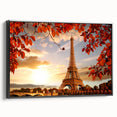 Black and white vintage poster art of Paris landscape on framed canvas, ideal for bedroom wall decor.