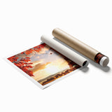 Rolled print of Paris scenery with Eiffel Tower and surrounding floral accents in pastel colors.