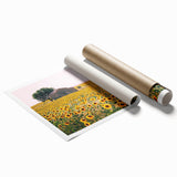 Extra large rolled print depicting a serene Provence landscape with lavender fields, ideal for classy bathroom wall art.