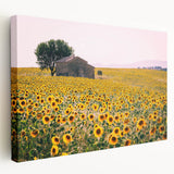Large canvas print depicting the serene Provence landscape in muted earth tones, ideal for kitchen wall art.