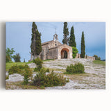 Black and white large art print of a scenic French village on stretched canvas.