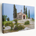 Large art depicting a serene South of France scenery on stretched canvas, featuring soft pastel colors.