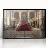 Large abstract wall art depicting the Versailles scenery in muted earth tones, framed in black acrylic.