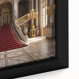 Extra large black wall art featuring a textured image of the Versailles scenery on framed canvas, with vibrant color accents.
