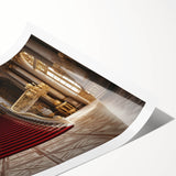 Extra large rolled print featuring line art flowers and Versailles scenery in muted earth tones.