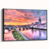 Black and white landscape art painting of Bavaria on framed canvas, ideal for bedroom wall decor.