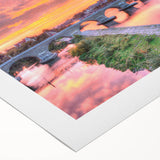 Art deco poster of a Bavarian landscape in muted earth tones on rolled canvas, suitable for dining room decor.