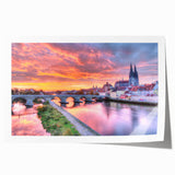 Rolled print of Bavarian scenery with vibrant green landscapes and traditional architecture, ideal for art wall dining room.