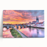 Black and white stretched canvas of Bavarian landscape, ideal for kitchen wall art.