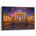 Black and white framed canvas featuring a vintage poster art of Berlin landscape, ideal for bedroom wall decor.