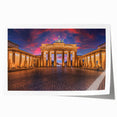 Extra large rolled print of Berlin scenery featuring soft floral elements in muted colors, ideal for dining room wall art.