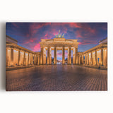 Black and white photograph of the Berlin skyline on stretched canvas, ideal for kitchen wall art or bedroom decor.