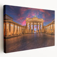 Large stretched canvas depicting Berlin scenery in muted earth tones, ideal for kitchen wall art.