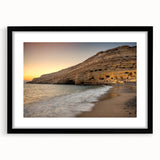 Extra large abstract art print depicting a colorful, textured European scenery on a black framed canvas.